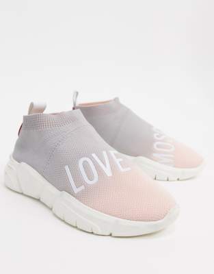 love moschino rainbow logo sock trainers