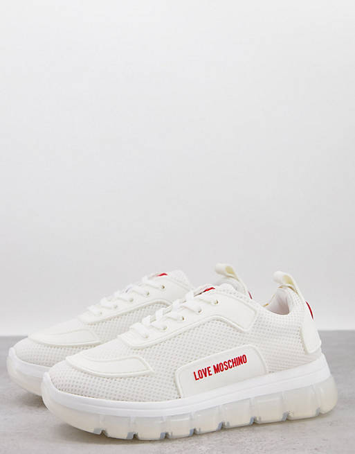 Love Moschino logo sporty flatform trainers in white