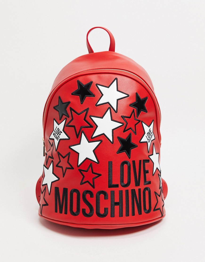 Love Moschino logo star backpack in red