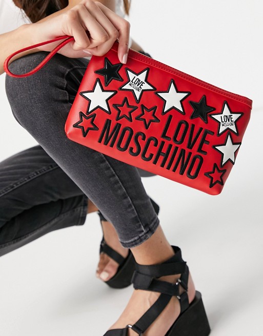Love Moschino shoulder bag with star logo in red