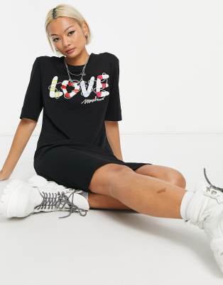 Love Moschino logo t-shirt dress in black