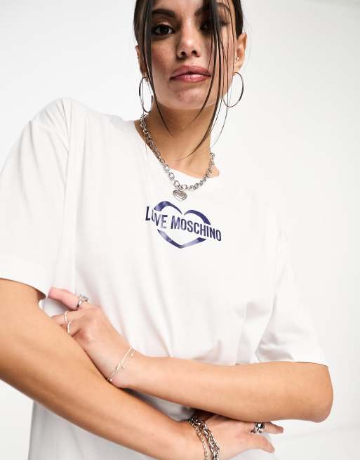 Love Moschino logo t-shirt dress in white, 2 of 4