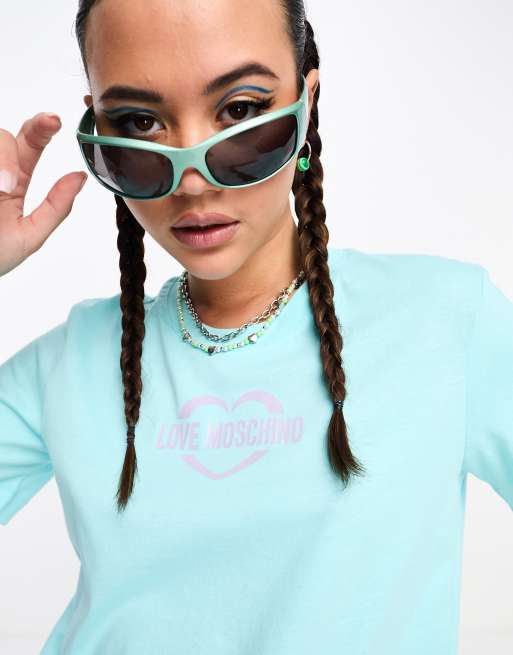 Love Moschino logo t-shirt in blue