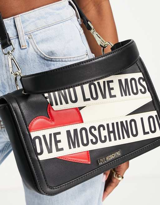 Love moschino best sale logo crossbody bag