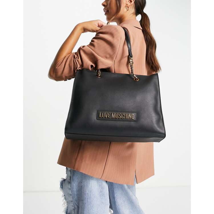 Love Moschino logo tote bag in black ASOS