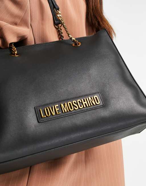 Love Moschino logo tote bag in black