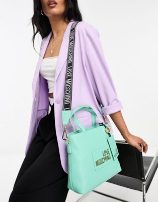 Love Moschino logo tote bag with tag in mint green