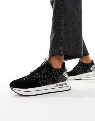 Love Moschino logo trainers in black