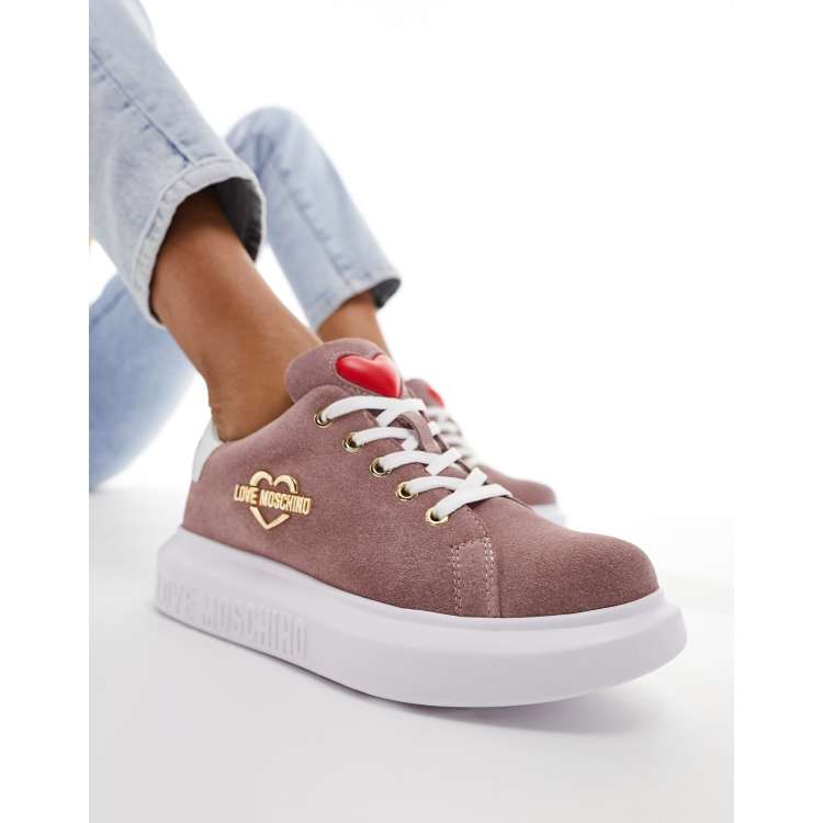 Love Moschino logo trainers in dark pink