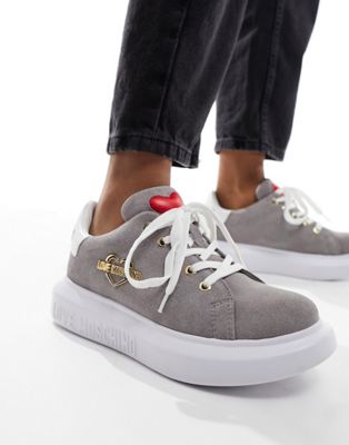 Love Moschino logo trainers in grey - ASOS Price Checker