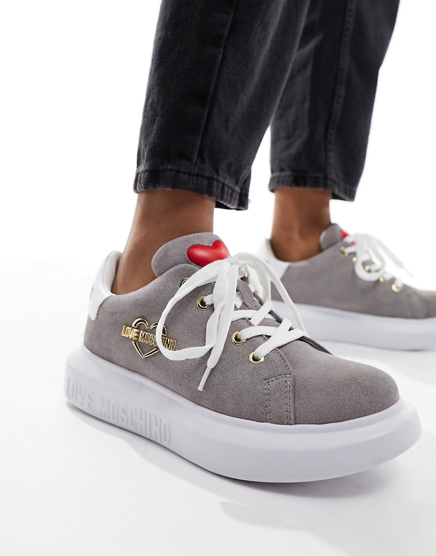 Love Moschino logo trainers in grey