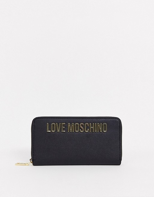 Love Moschino logo zip around purse in black