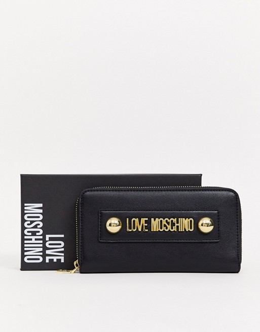 Love Moschino logo zip around purse
