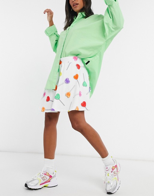 Love Moschino lollypop print mini skirt in white