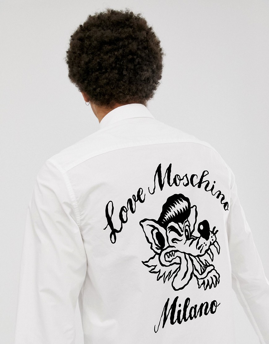 Love Moschino long sleeve shirt with back print-White
