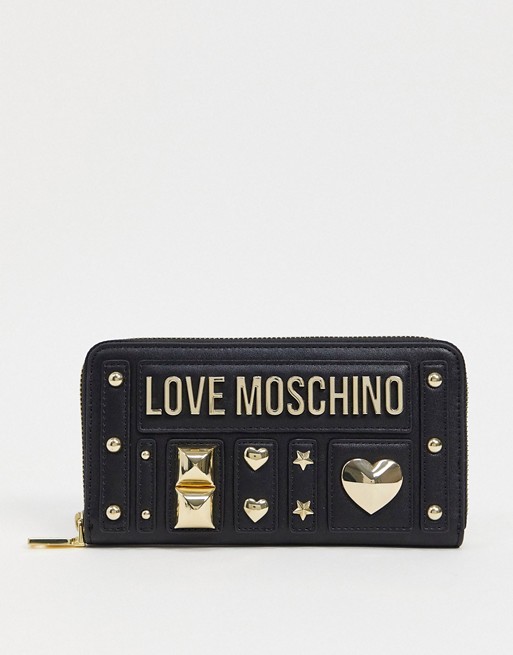 Love Moschino love and more studded purse in black