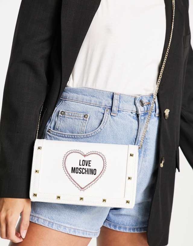 Love Moschino Love Heart crossbody bag in white