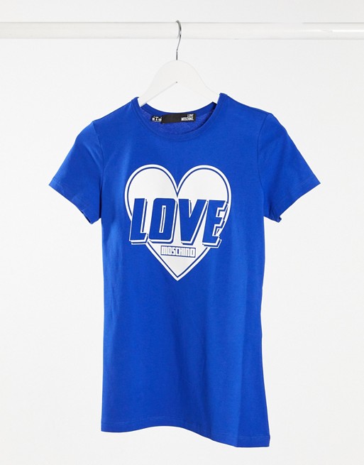Love Moschino love logo t-shirt in blue