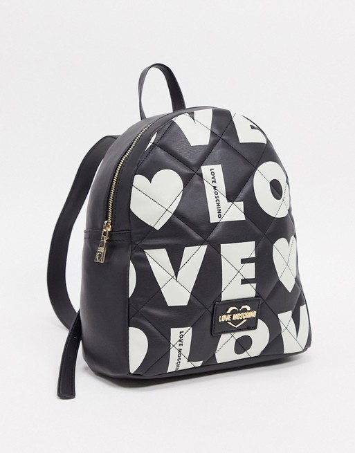 Love Moschino love print backpack in black
