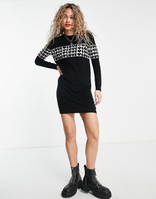 Love Moschino LoveLove logo knitted jumper dress in black