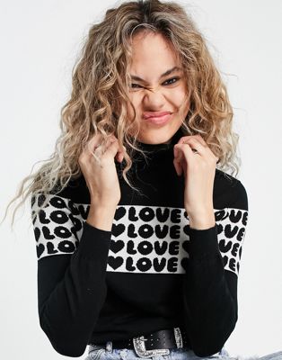 Love Moschino LoveLove logo knitted jumper in black