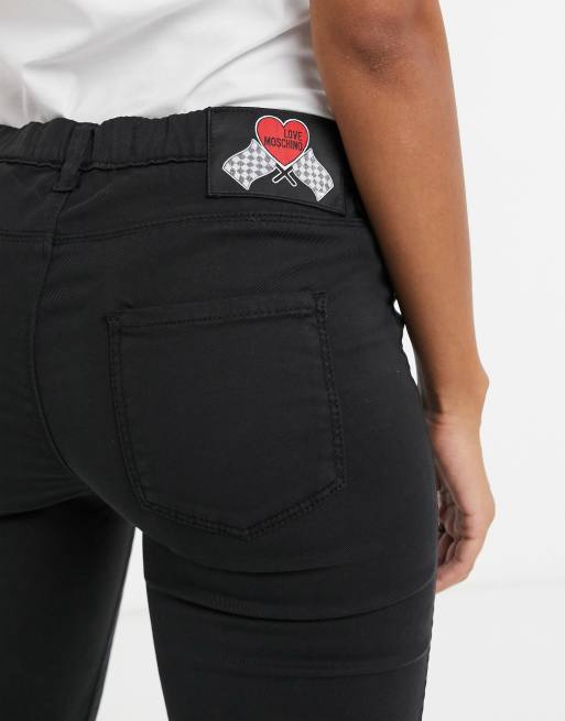 Love Moschino low rise skinny jeans in black, 3 of 4