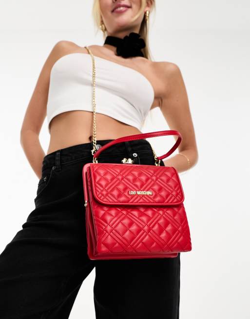 Love Moschino – Mała pikowana torebka w czerwonym kolorze