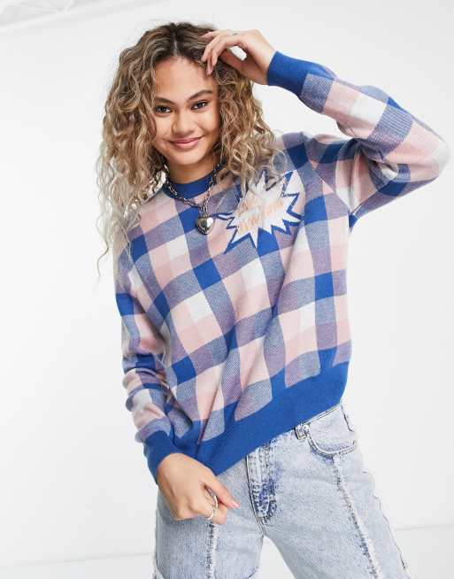 Love Moschino - Maglione lavorato a quadri multicolore, 3 di 4