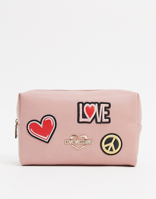 Love Moschino make up bag with patches in pink
