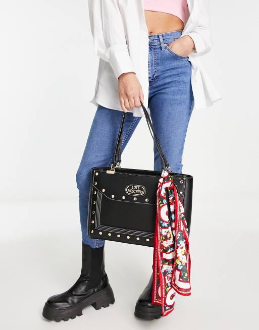 Love Moschino Maxi borsa con foulard annodato, colore nero ASOS - Main Image