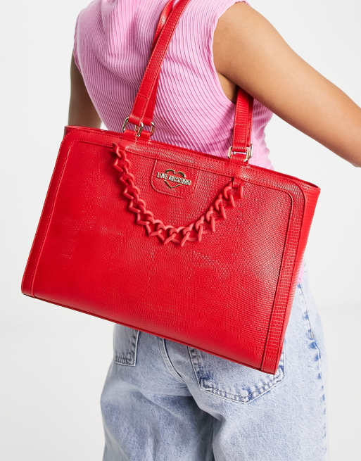 Love Moschino - Maxi borsa rossa con dettaglio a catena