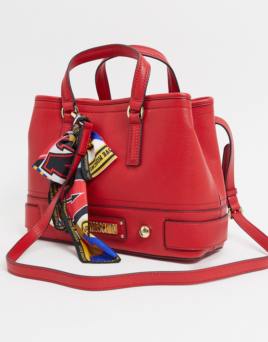 Love Moschino - Maxi borsa rossa con foulard-Rosso