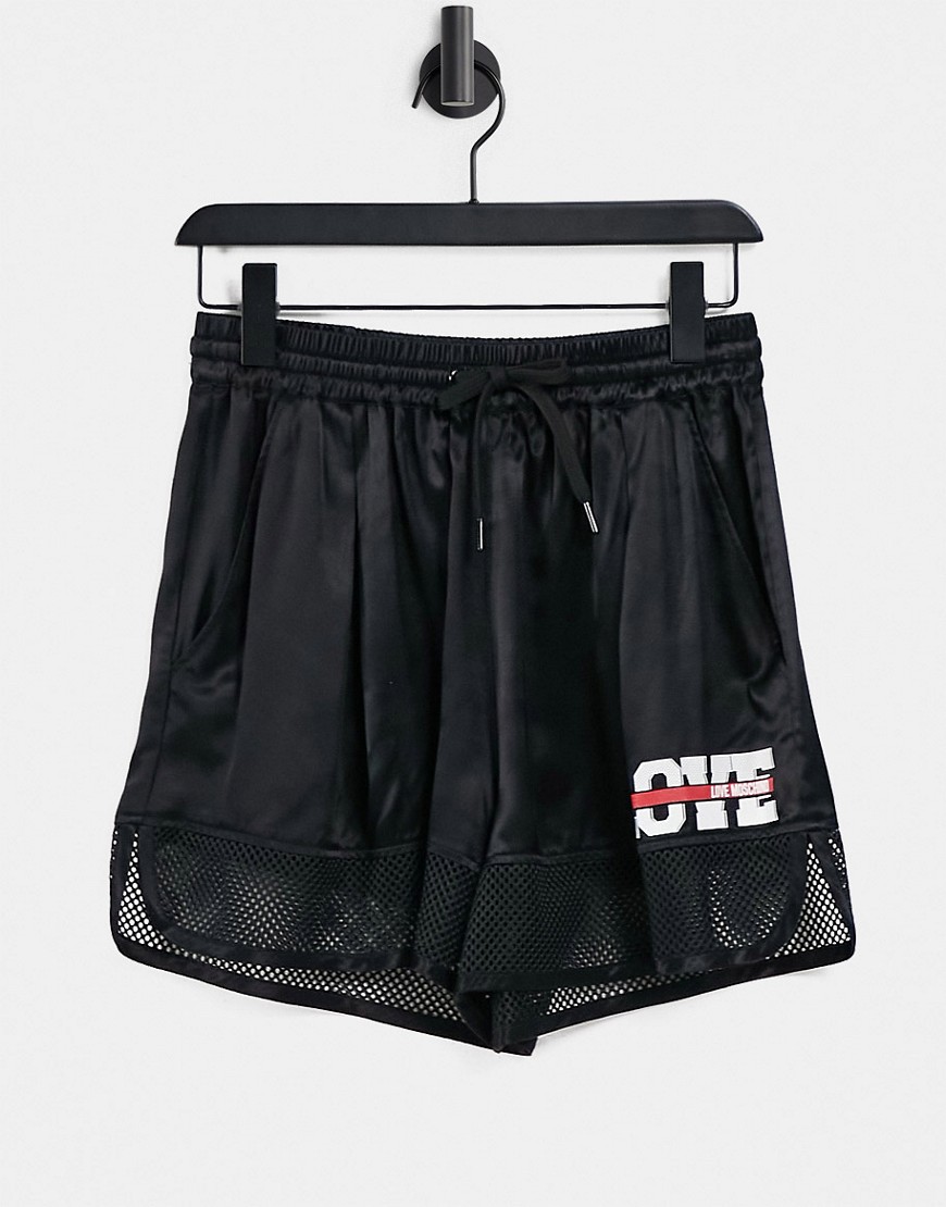 Love Moschino mesh panel shorts in black