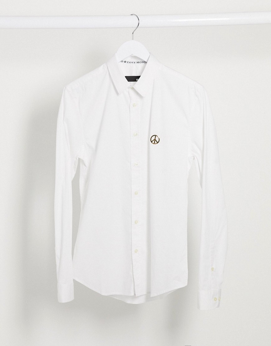 Love Moschino Metal Stud Long Sleeve Shirt-white