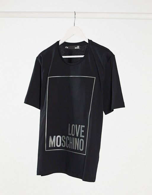 Love Moschino metalic box logo t-shirt in black