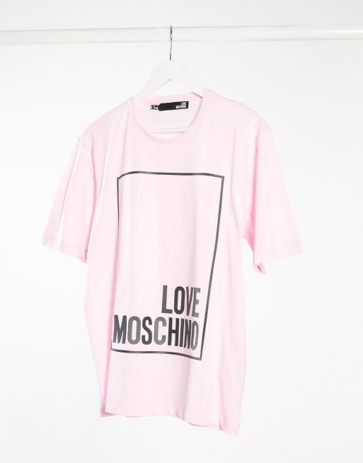 Love Moschino metalic box logo t-shirt in pink