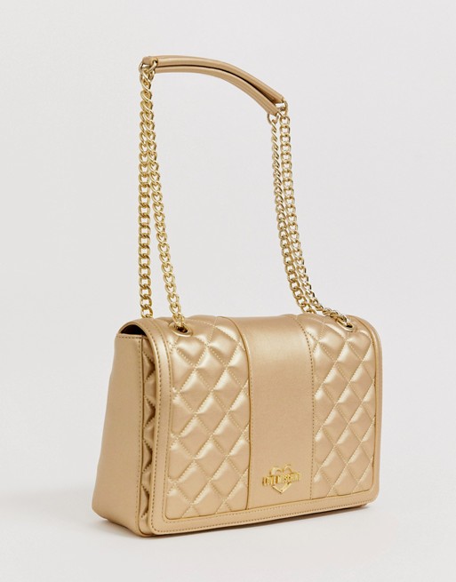 Love Moschino metallic quilted faux leather chain strap shoulder bag | ASOS