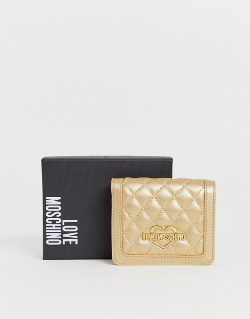 Love Moschino metallic quilted faux leather purse