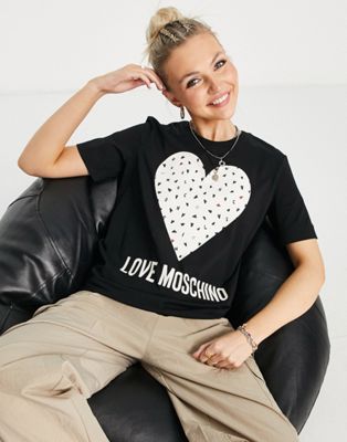Love Moschino mini heart logo t-shirt in black