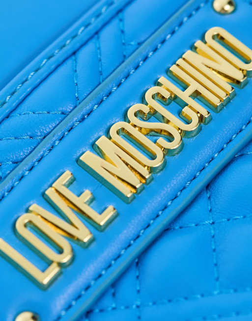 Love Moschino mini quilted cross body bag in bright blue, 4 of 4