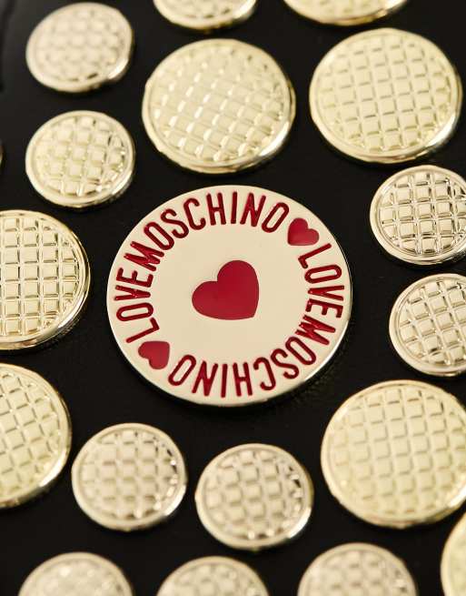 Love Moschino - Mini-rugzak met versierd hart in zwart, 3 van 4