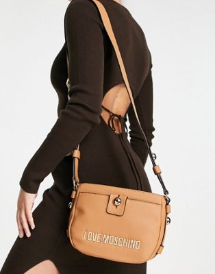 Love Moschino mini shoulder bag in camel