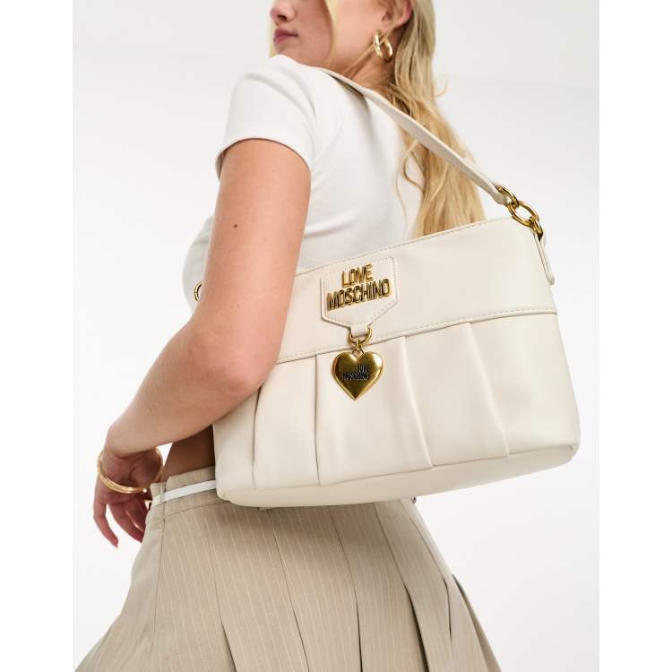 Love Moschino mini shoulder bag with scarf charm in cream ASOS