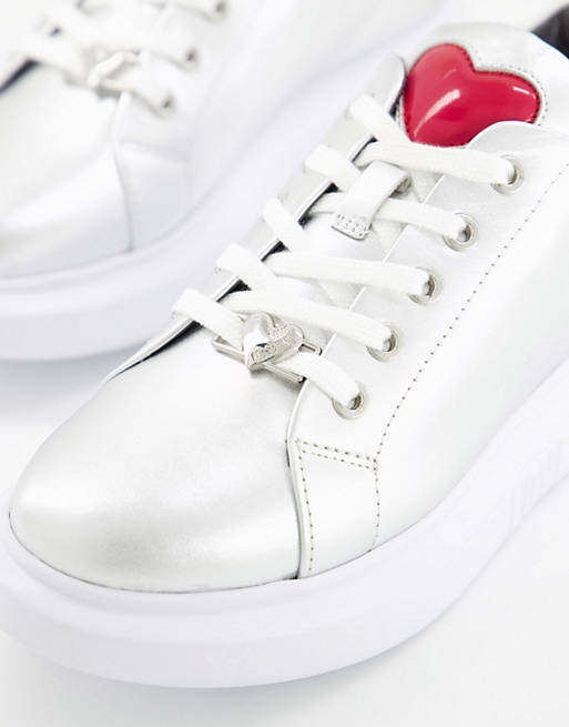Women Trainers/Love Moschino minimal trainers in silver 
