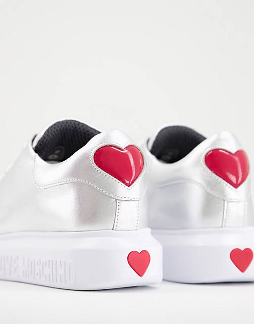 Women Trainers/Love Moschino minimal trainers in silver 