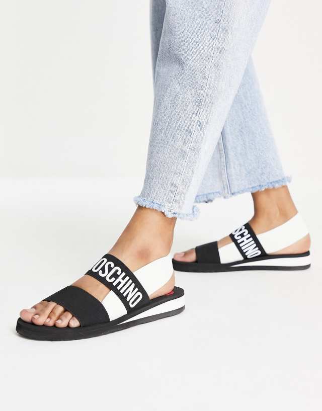 Love Moschino mono elastic sandals in black