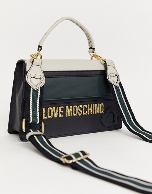 Love Moschino monochrome logo detail shoulder bag