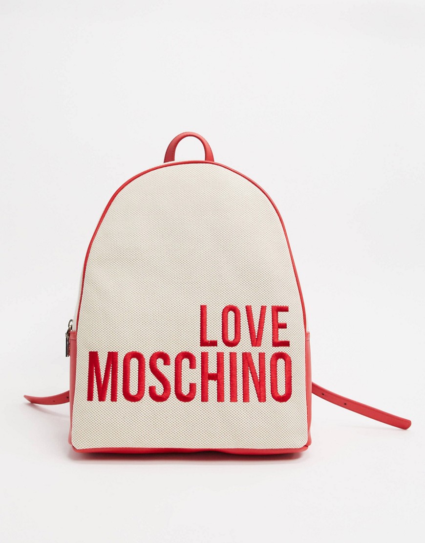 Love Moschino - Naturelkleurige rugzak met groot logo-Beige