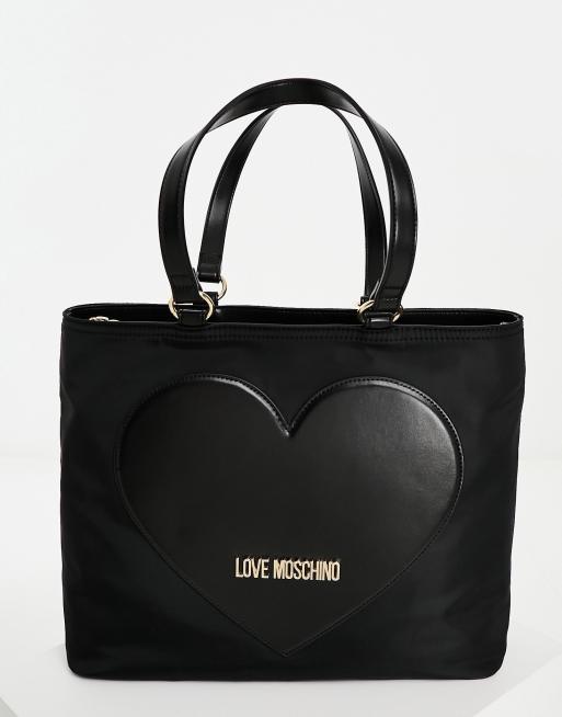 Love Moschino nylon heart tote bag in black