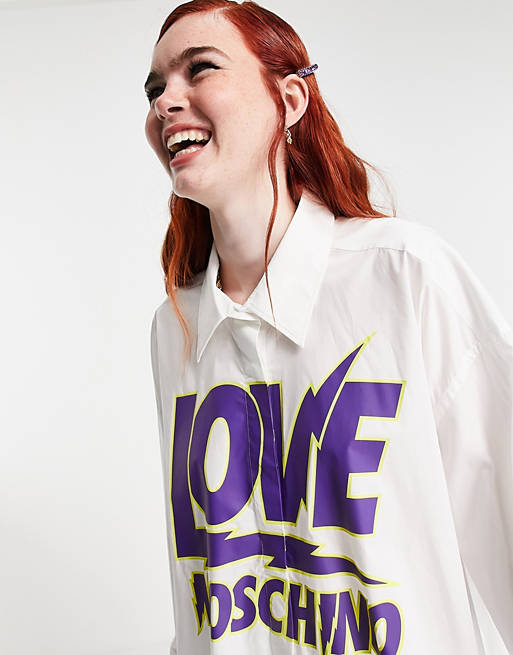 Love Moschino Synthetik Hemd in Weiß Damen Bekleidung Oberteile Hemden 